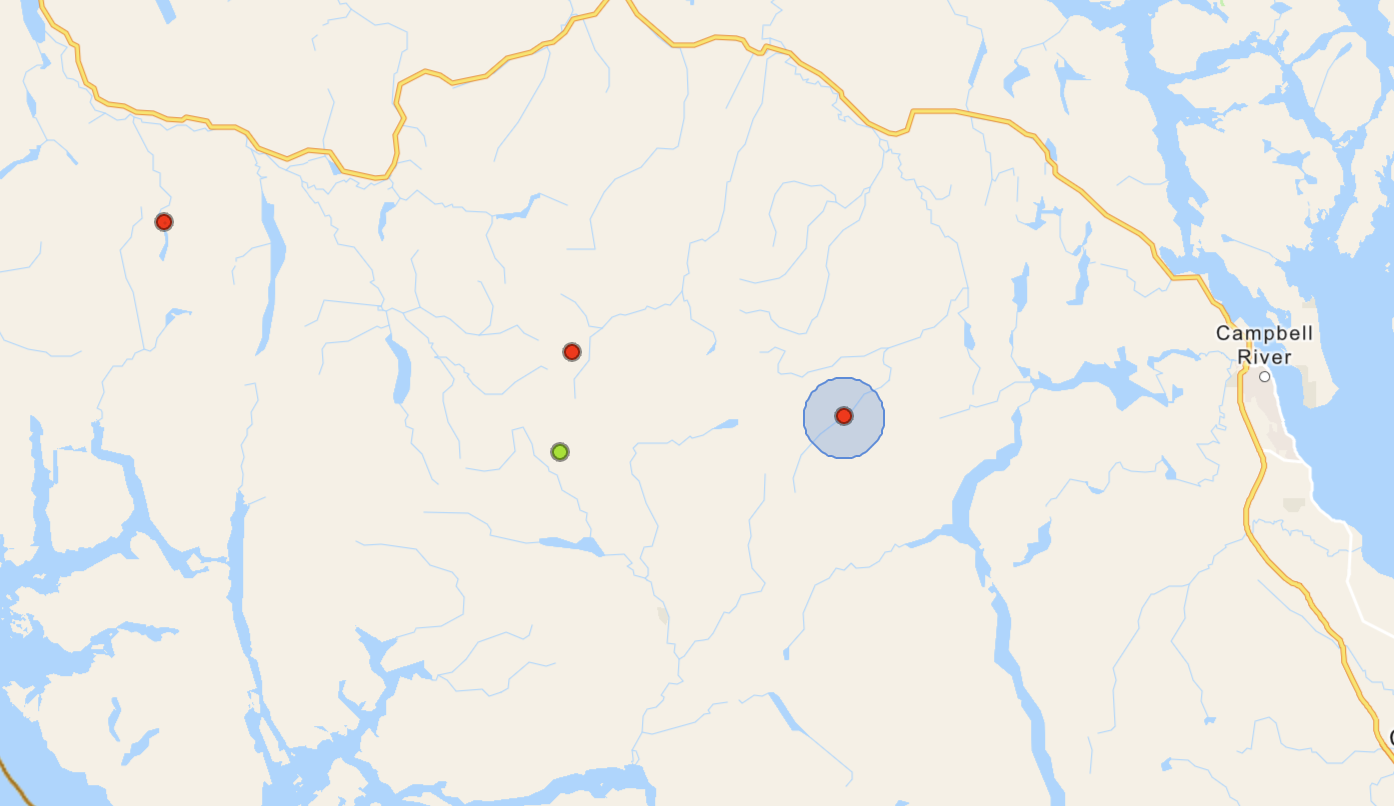 Wildfires west of Campbell River remain small, but out of control