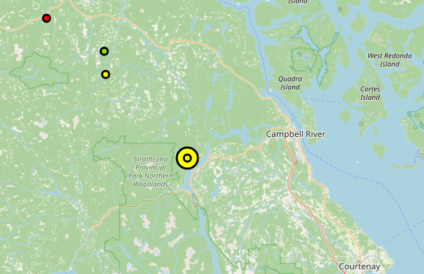 No danger expected from cluster of lightning-caused fires near Campbell River