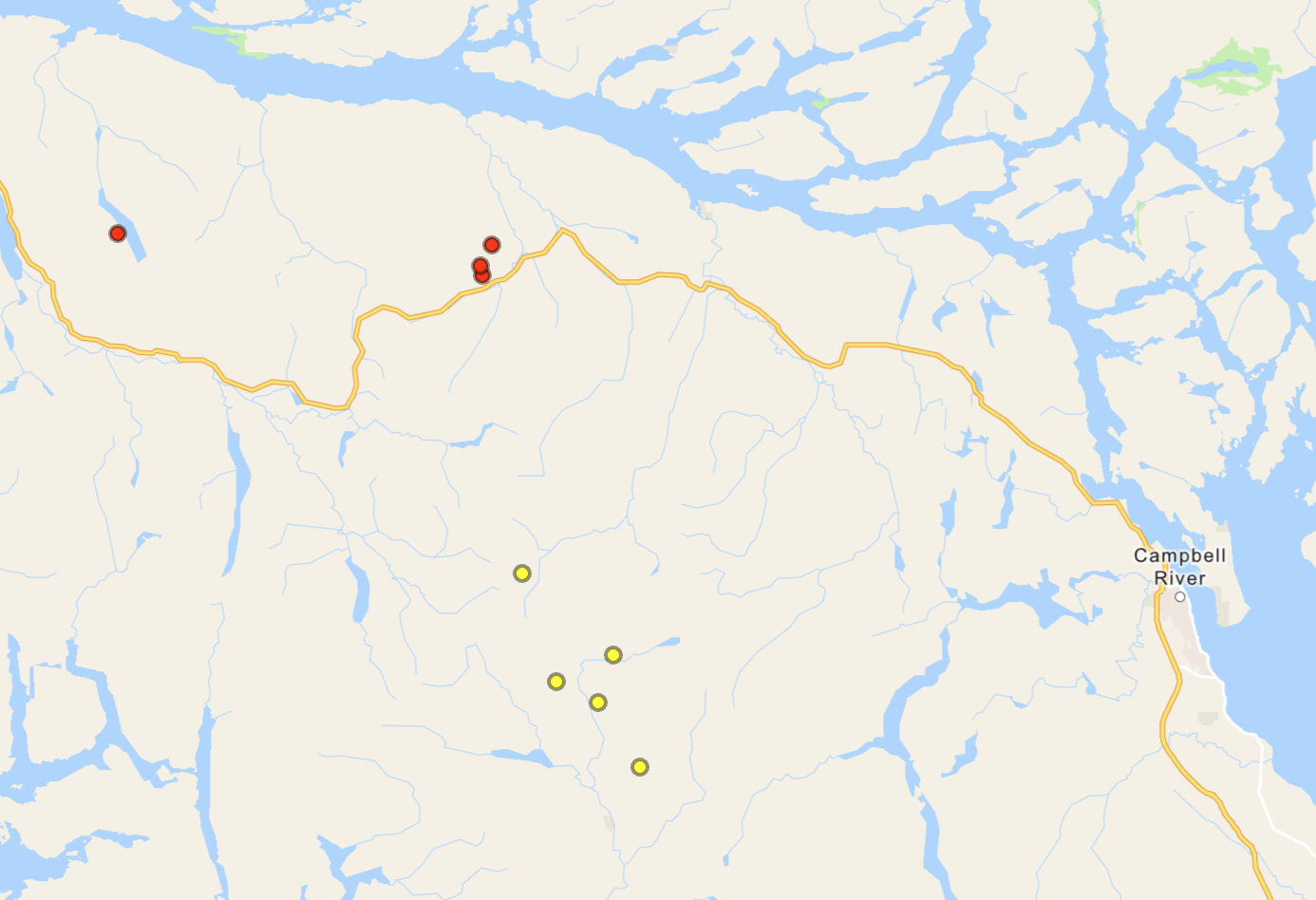 UPDATE: eight new wildfires west of Campbell River