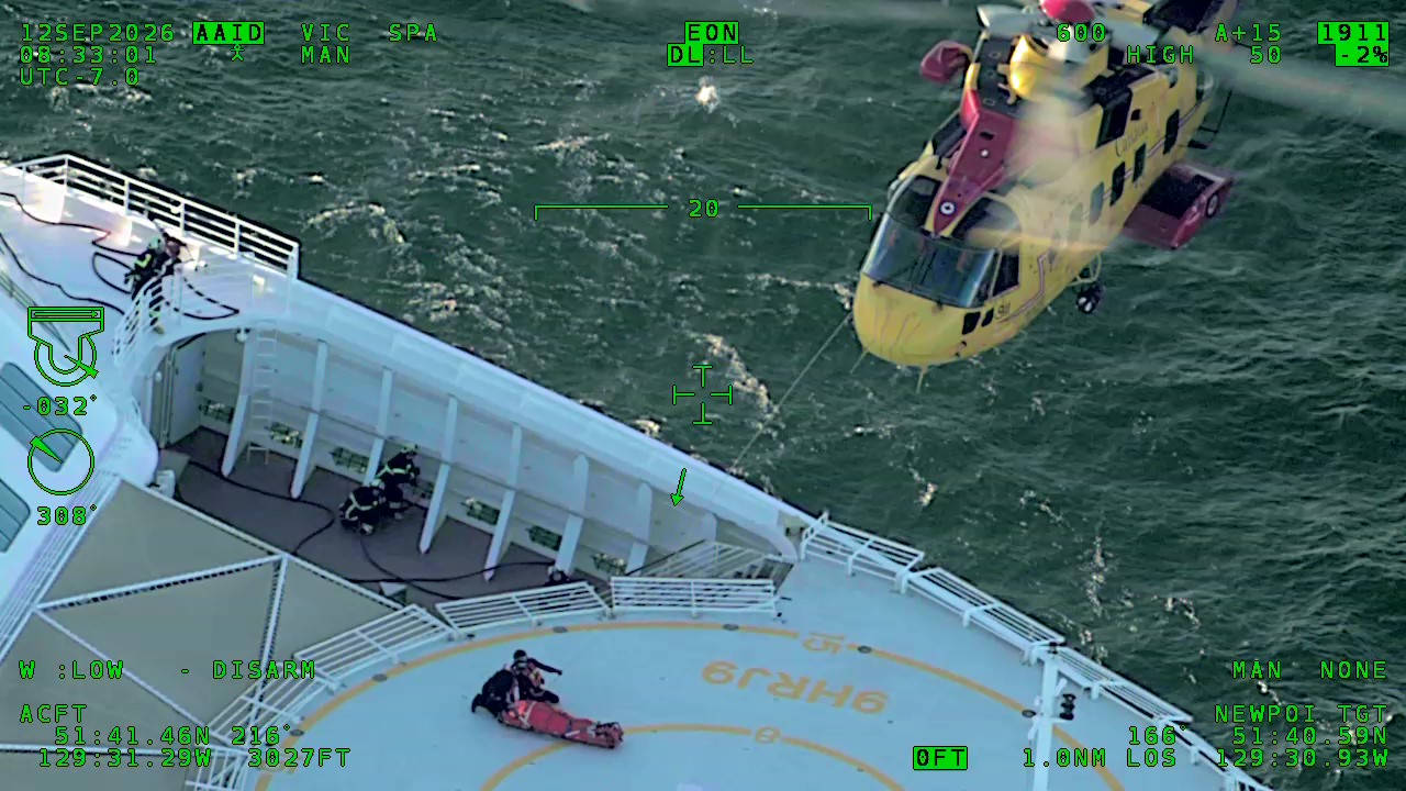 Cruise ship passenger rescued north of Port Hardy by 442 Squadron
